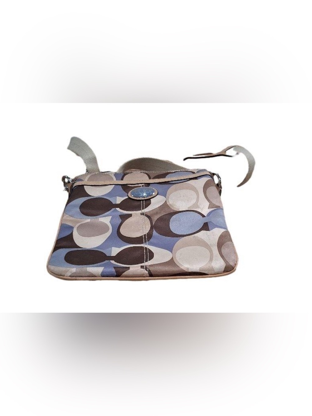 Coach Blue and Gray Signature O-Ring Crossbody Bag